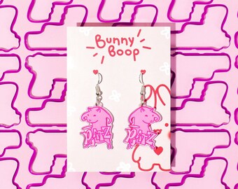 Meme RATZ Earrings: Pink Anime Kawaii Earrings
