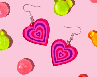 BUNNYBOOP Pink heart earrings for spring outfits kawaii weird accessories