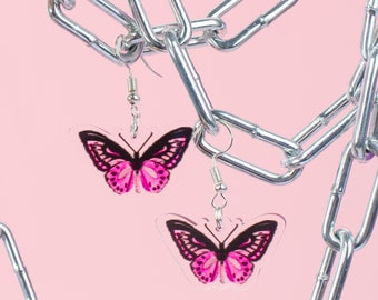 BUNNYBOOP Butterfly acrylic earrings, pink and black butterflies