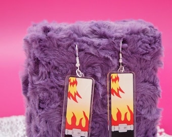 Kawaii Acrylic Fire Earrings: Anime Cosplay Jewelry