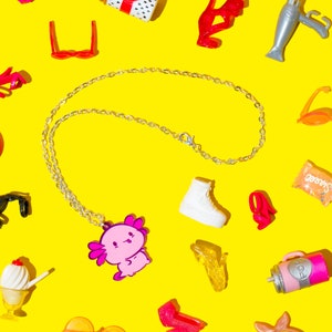 Axolotl acrylic pendant necklace by BUNNYBOOP