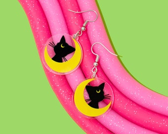 Pendientes de gato de Sailor Moon: joyería de anime acrílica hecha a mano