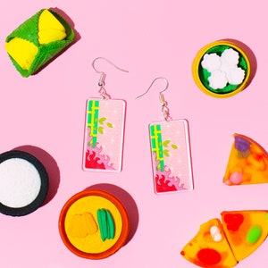 Pink Nezuko Earrings, Cute Anime Earrings, Cosplay Costume Accessories, Kawaii Earrings by BUNNYBOOP