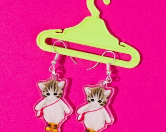 BUNNYBOOP Acrylic Cat Earrings: Handmade Kawaii Anime Jewelry