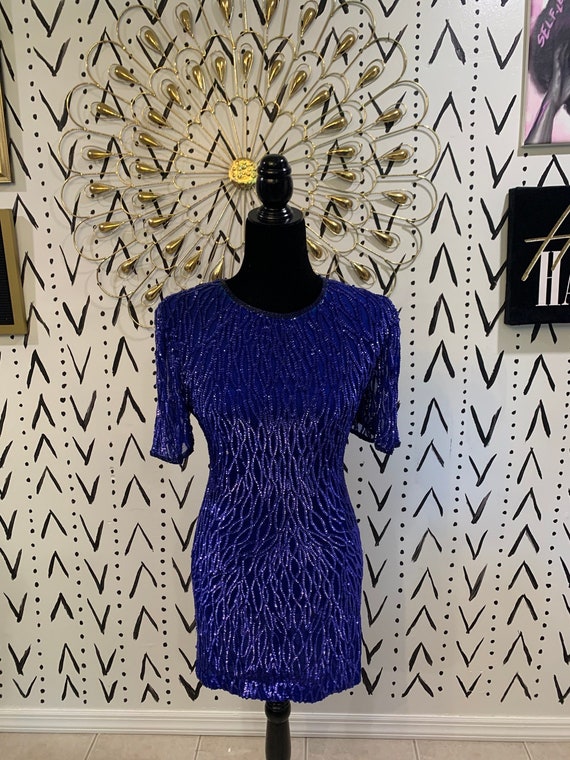 VTG Purple Sequin Cocktail Dress - image 1