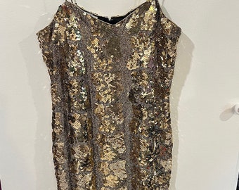 VTG Gold Sequin Tinsel Dress
