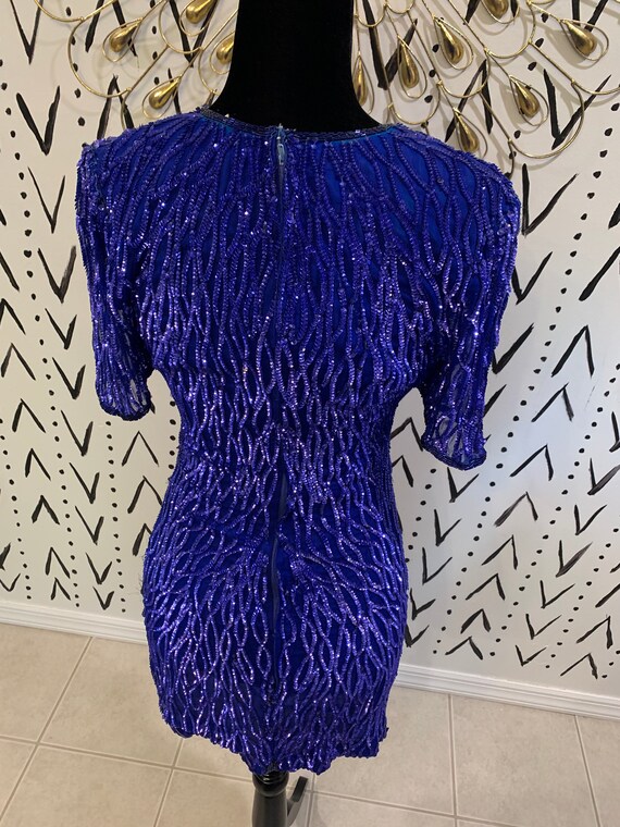 VTG Purple Sequin Cocktail Dress - image 4