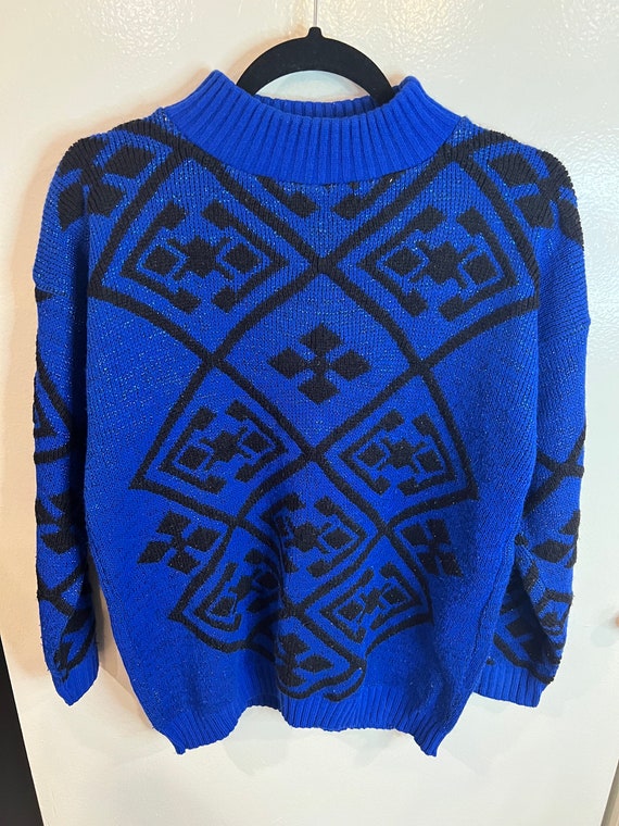 VTG Carriage Court Black and Blue Sweater (Small) - image 2
