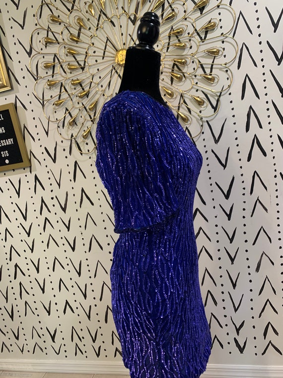 VTG Purple Sequin Cocktail Dress - image 2