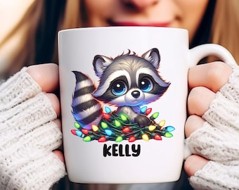 Custom Christmas Mug, Raccoon Christmas Coffee Cup Gift Idea, Matching Bestie Christmas Gift, Group Xmas Gift For Her, Best Friend Mug
