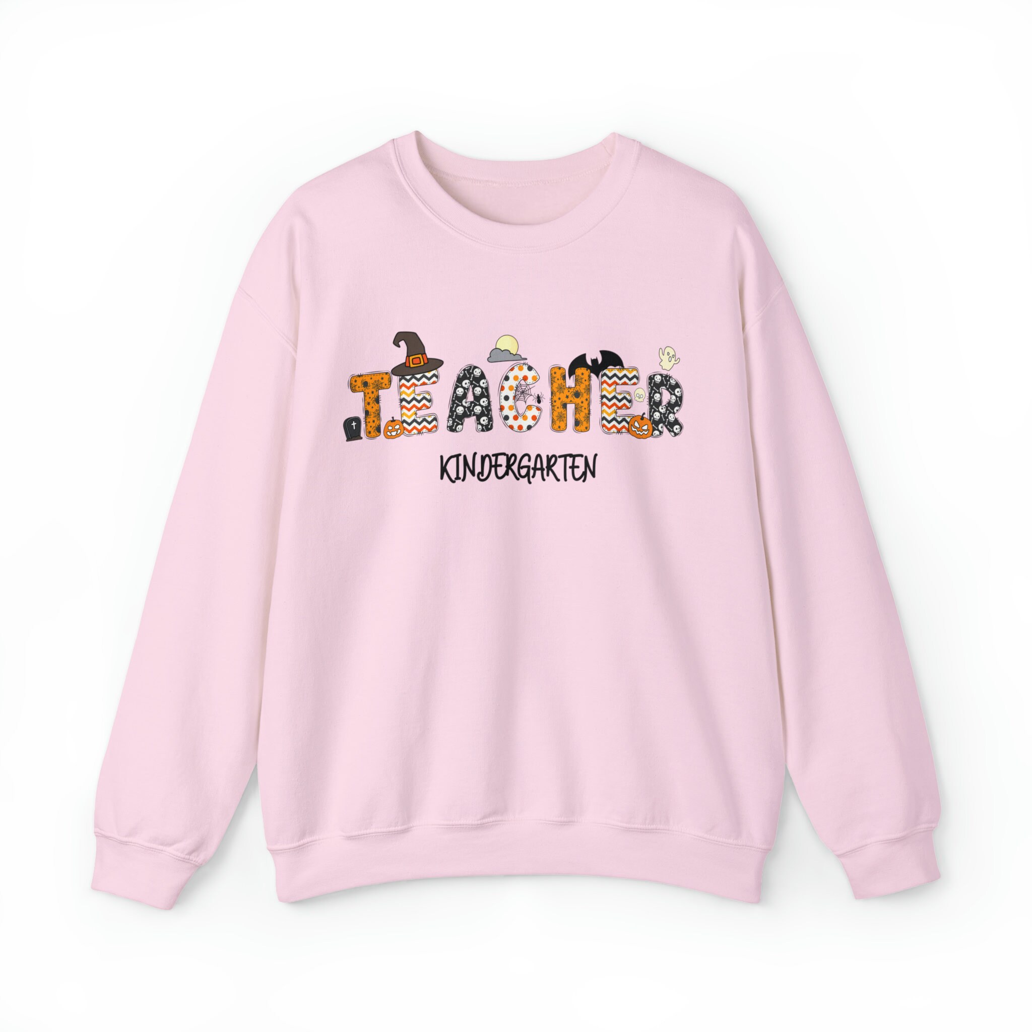 Discover Halloween Kindergarten Teacher Sweatshirt, Kindergarten Team Shirt, Spooky Fall Teacher Appreciation Gift, Back To School Retro Sweatshirt