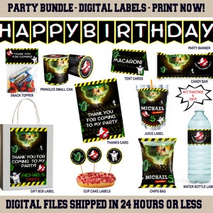 Labels For Ghostbusters Party Pack - Chip Bag - Favor Bag - Juice - Water Bottle - Chocolate label - Thanks Card - Banner - DIGITAL DOWNLOAD