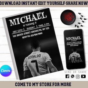 Invitation étoile du football - invitation modifiable pour enfants - invitation numérique pour enfants - Cristiano Ronaldo Evite moderne - imprimable avec toile-téléchargement instantané