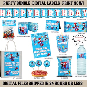 Etikett für Spidey und seine Freunde Party Pack - Chip Tasche - Geschenktasche - Saft - Wasserflasche - Schokoladenetikett - Dankeskarte - DIGITAL DOWNLOAD