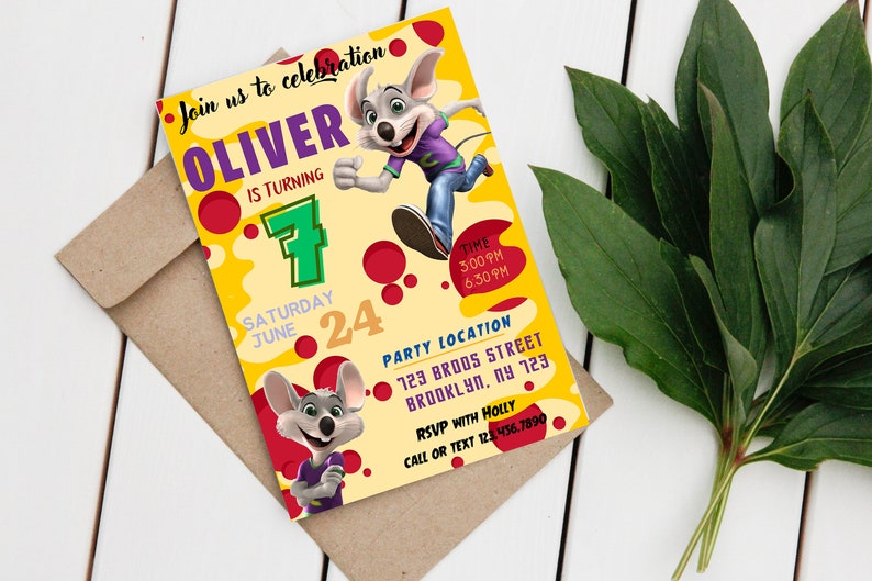 Chuck E Cheese Invitation - Editable Kids Invite - Kids Digital Invite ...