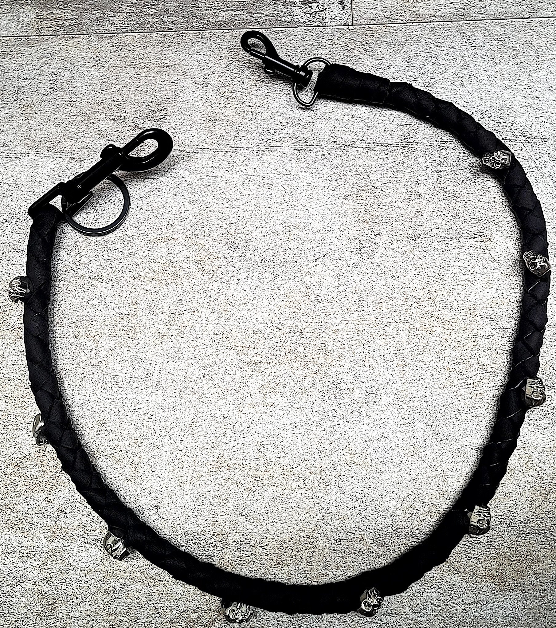 Lot Fouet & Lacet Pour Portefeuille Moto - Cuir Noir Et Orange - Neuf Fabriqué En France