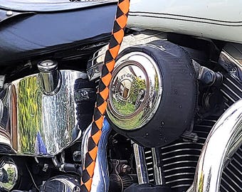 Fouets (whips) Tressés Pour Guidon Moto - Cuir Noir, Rose Et Blanc - Style Biker Ladies - Compatible Harley-Davidson Et Customs