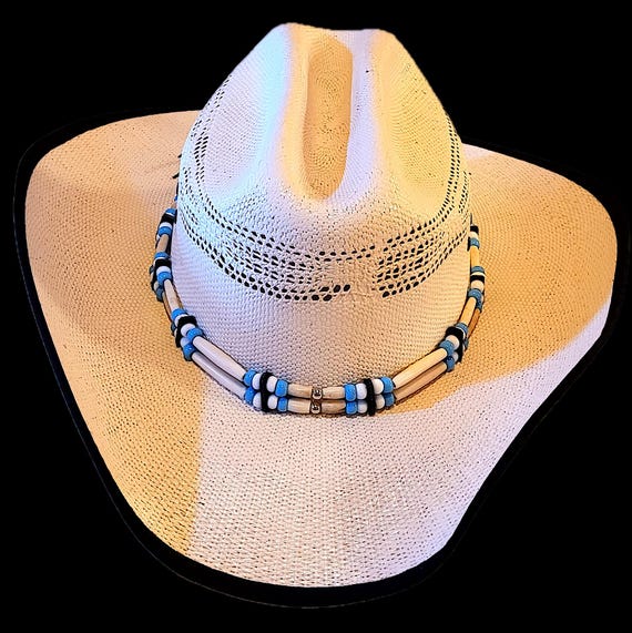 Hat Band With Beads, Bone, and Leather - Etsy display picture 1