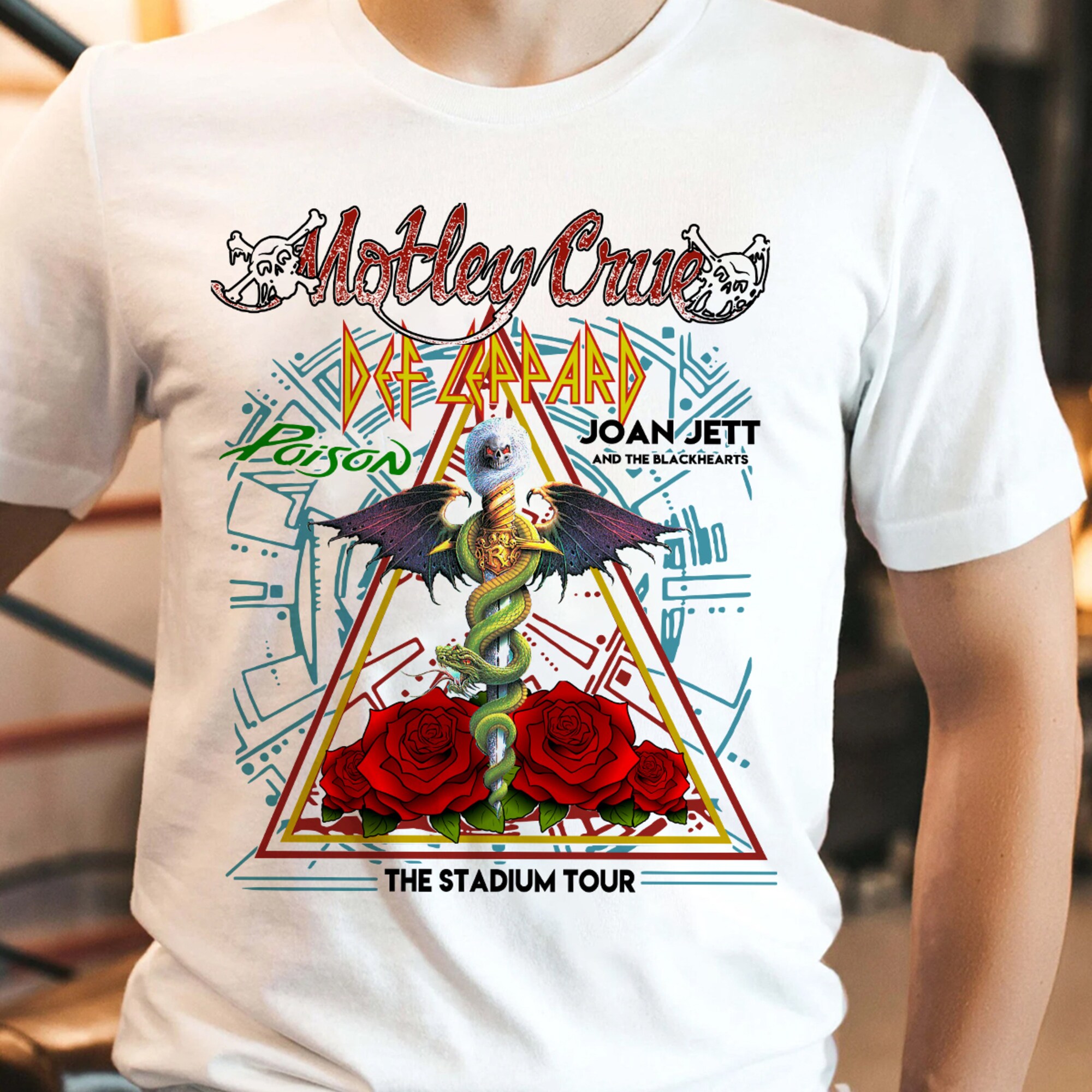 The Stadium Tour Motley Cruee Deff Leppard T-shirt - Poison Joan Jettt And The Blackhearts T-shirt