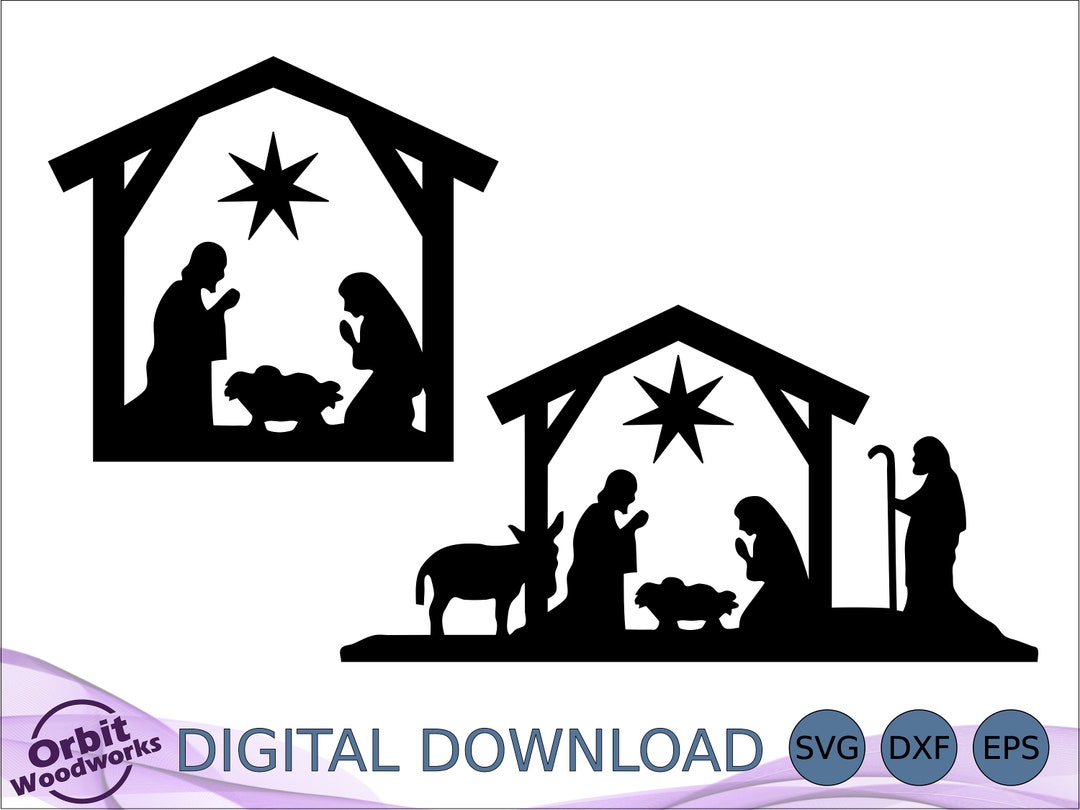 Christmas Nativity Scene SVG DXF EPS, Religious Holiday Gift, Holy ...