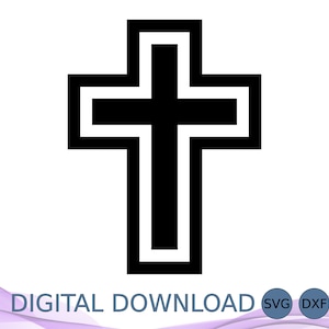 Dubbel christelijk kruis SVG DXF EPS, Graveerbaar kruis, Lasergesneden bestand, CNC-router, religieus, christelijk symbool, silhouet