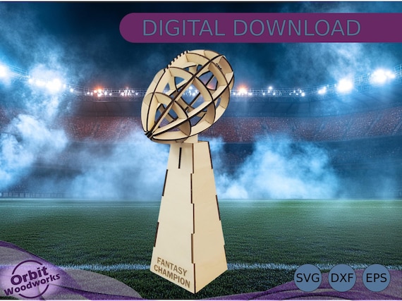 Football Trophy, Fantasy Football Award, End of Season Celebration, Gift for Fantasy Champion, 3D Puzzle for 3mm or 1/8" Laser Cut File SVG