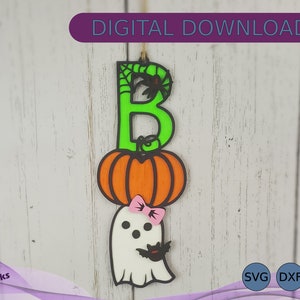 Halloween Geist Kürbis Boo Layered Zeichen SVG DXF EPS, Halloween Dekor, Halloween Laser Cut Datei, Glowforge - digitaler Download