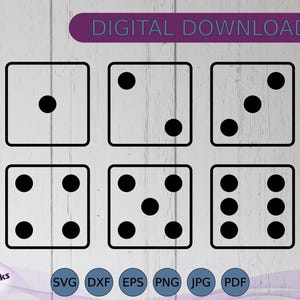 Dobbelstenen - SVG, pdf en meer - schaalbare papieren dobbelstenen DIY ambachten, transparant, dobbelstenen afdrukken, silhouet, gesneden bestand, lasergraveren - download