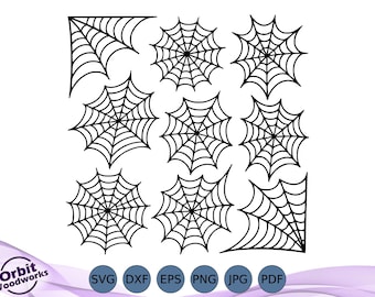 Spinnenweb SVG-bundel, eng spinnenweb, Halloween-spinnenweb gesneden bestand, Spooky Web-clipart, DIY-ambachten, vectorbestand, Cricut