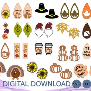 Holiday Dangle Earring SVG DXF EPS Bundle, Christmas, Fall, Halloween Jewelry, Earrings, Laser Cut File, Glowforge Svg, Cricut Earring File image 3