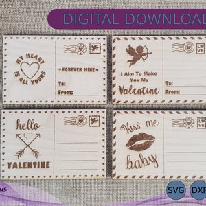 Valentinstag Postkarte SVG Bundle, Grußkarten, Jubiläum Postkarte, 4 "x6", Liebesbotschaften, Sofort Download, Laser Cut Datei, Glowforge