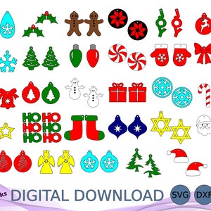 Holiday Dangle Earring SVG DXF EPS Bundle, Christmas, Fall, Halloween Jewelry, Earrings, Laser Cut File, Glowforge Svg, Cricut Earring File image 4