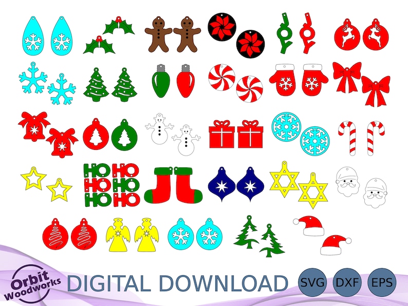 Holiday Dangle Earring SVG DXF EPS Bundle, Christmas, Fall, Halloween Jewelry, Earrings, Laser Cut File, Glowforge Svg, Cricut Earring File image 4