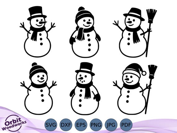 Snowman SVG Bundle, Cute Snowman PNG, Holiday Sublimation Designs, Christmas Winter Clipart, Cricut Silhouette Cut Files