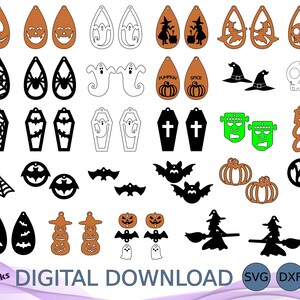 Holiday Dangle Earring SVG DXF EPS Bundle, Christmas, Fall, Halloween Jewelry, Earrings, Laser Cut File, Glowforge Svg, Cricut Earring File image 2