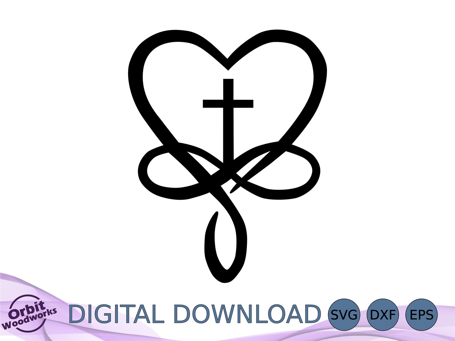 Heart Infinity Cross SVG DXF EPS, Cuttable Cross, Laser Cut File, Cnc ...