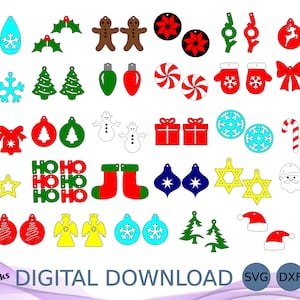 Christmas Dangle Earring SVG DXF EPS Bundle, Christmas Jewelry, Laser Cutter File, Glowforge Earring File, X-Mas, File for Cricut Silhouette