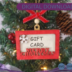 Merry Christmas Gift Card Holder SVG DXF EPS, Present Gift Card Holder,  Gift Card Laser File Cricut, Silhouette