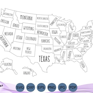 United States Maps, 7 Map Styles, Travel Map, Photos, Coloring Book, Classroom Map, Push Pin, Laser File, Instant Download SVG, Dxf, Eps