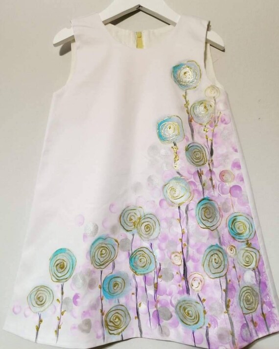 fabric painting designs for dresses New Hand Painted Dress Designs For Girls 2025/Fabric Painting On Clothes By  stylish cloth 1