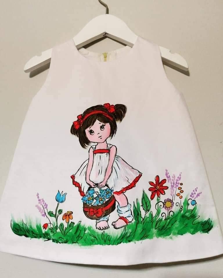 Baby frock store painting designs