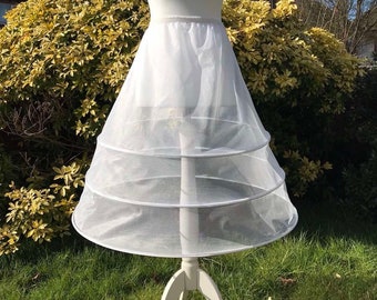 Tea Length Below The Knee 3 Hoop Wedding Dress, Bridal, Bridesmaid, Prom, Party, Petticoat, Full Slips, Underskirt, Crinoline UK Size 4-14