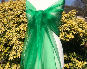 Châle en organza vert émeraude doux, écharpe, étole, enveloppe, mariage, mariée, demoiselle d'honneur, fête, croisière, bal 19''x78'' UK