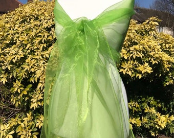 Soft Lime Green / Apple Green Scarf, Organza Shawl, Stole, Wrap, Wedding, Bridal, Prom Size 19''x78  Elegant Accessory UK''