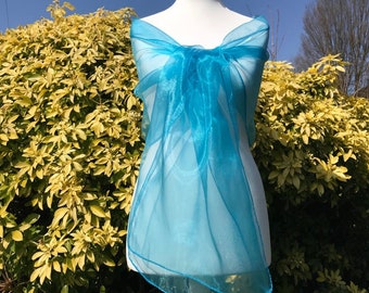 Weicher Türkis, Aqua, Blau, Organza Schal, Stola, Wrap, Hochzeit, Braut, Brautjungfer, Party Abschlussball Abend Größe 48'' x 78 '' Elegant Accessoire UK