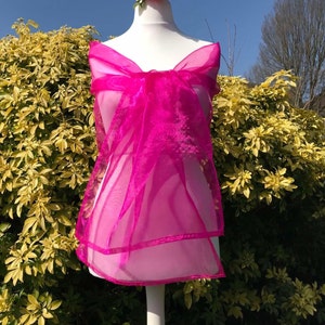 Soft Fuchsia Shawl Organza Shawl, Stole, Wrap, Wedding, Bridal, Bridesmaid, Party, Prom Size 19''x78'' Elegant Accessory UK