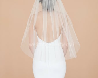 One Tier Bridal Wedding Veil , 1 Tier,  Single Tier Waist/Elbow Cut Edge 28'' White, Off White, Diamond White, Ivory, Champaign, Gold UK