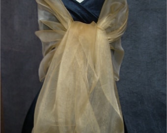 Zachte gouden sjaal, organza sjaal, stola, wrap, bruiloft, bruidsmeisje, bruidsmeisje, prom, feest, avond, cruisemaat 19''x78'' elegant accessoire UK