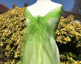 Soft Apple Green Organza Shawl, Scarf, Stole, Wrap, Wedding, Bridal, Bridesmaid, Party, Evening, Prom Size 19''x78'' Elegant Accessory UK