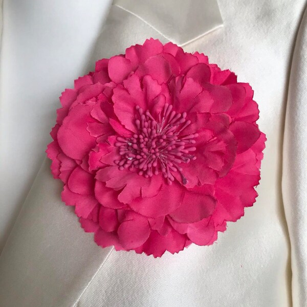 Cerise Pink Flower, Brooch, Corsage, Fascinator, Headpiece, Clip, Wedding, Bridesmaid, Races, Prom, Party, Ascot, Elegant Accessory UK.